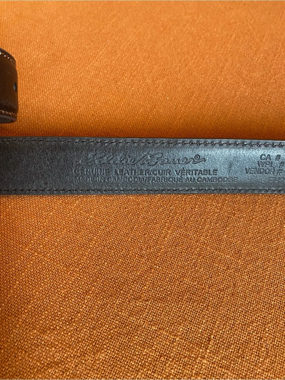 Eddie Bauer Men’s Classic Leather Oak Featheredge Belt NWT Size 48